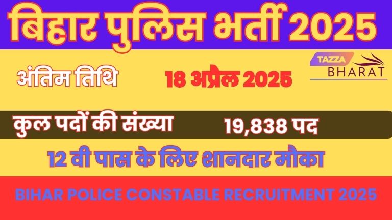 Bihar Police Constable Recruitment 2025 अब पाए पुलिस बनने का मौका ,सिर्फ 12 वि पास करे आवेदन।